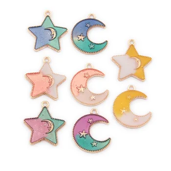 10pcs ustvarjalne dve barve, zvezde in luna emajl obesek, ki je primerna za izdelavo DIY pisane obeski,ogrlice,uhani in nakit