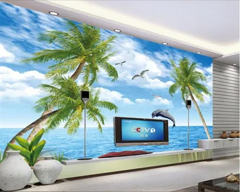 beibehang po Meri foto ozadje modro nebo, beli oblak kokosovo morsko vodo domov, dnevna soba, soba dekoracijo 3d ozadje behang