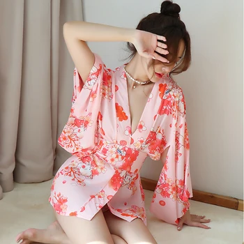 Sakura Japonski Slog Gejša Kostum Kimono Obleka Ženska Seksi Kopalni Plašč Yukata Pižamo Dekle Seksi Perilo Nightgowns Oblačila Stranka