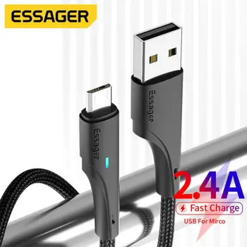 Essager 3A Micro USB Kabel Hitro Polnjenje Mobilnega Telefona Micro USB Žice Kabel Za Xiaomi Android LED Osvetlitev, USB Polnilnik Podatkovni Kabel