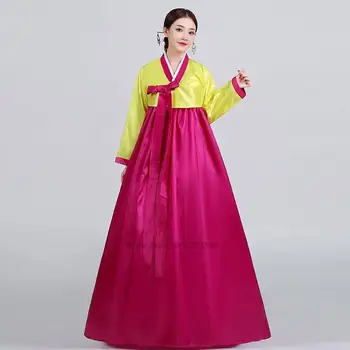 2022 korejskem slogu tradicionalne trgatve hanbok obleka ženske večer stranka obleko hanbok lady narodna noša ženske folk dance obleko