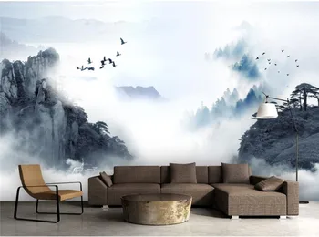 Sodobno dekoracijo doma 3D fotografije za ozadje Kitajski črnilo krajine dim v ozadju stene slikarstvo ozadje dnevna soba