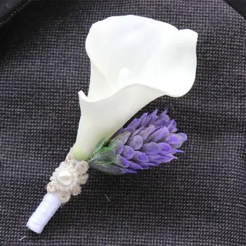 New Vroče poroko boutonniere ženina groomsman pin broška corsage bo ustrezala dekor Calla cvet dodatki