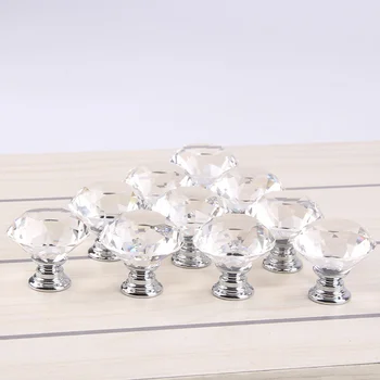 1pack/ 10Pcs 30 mm Diamantna Oblika Kristalno Steklo Gumb Omari Predal Potegnite Ročico Nova
