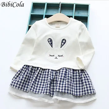 BibiCola Jeseni Otroški Modni Princesa Obleko Kariran Obleke Za Baby Dekleta Predalčni Dojenčka Oblačila 1-4 Leta Malčka Obleko