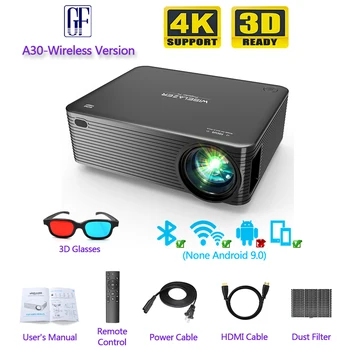 GF A30 3D projektor 1080P full HD prostem projektor WIFI prenosni Projektor Bluetooth TV velik zaslon 4K home theater