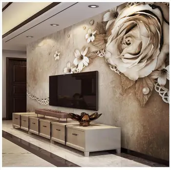 Po meri 3D ozadje za stene, 3 d stenske freske ozadje cvet zidana Retro vrtnice minimalističen TV ozadje ozadje stenski dekor
